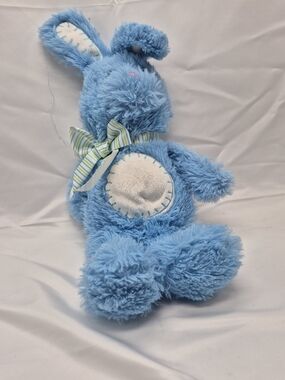 Blue Plush Bunny with Striped Bow